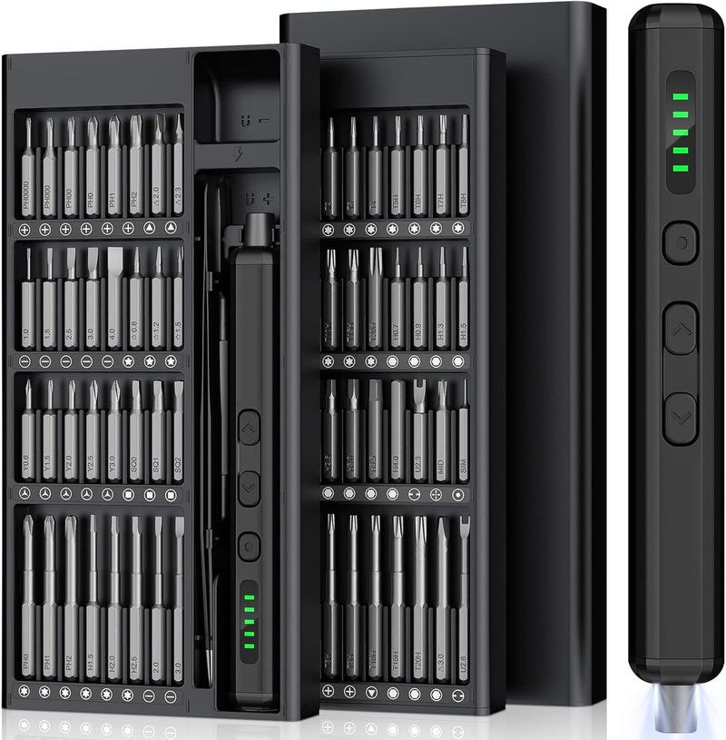 Tanso Mini Electric Screwdriver, 3.7V Precision Screwdriver Set Cordless Screwdrivers Rechargeable 72 In 1 Magnetic Bit Repair Tech Tool Kit for Electronics Computer Phone Laptop Camera RC Car Watch Glasses - Image 1